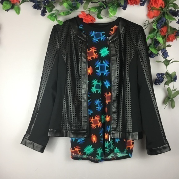 LIKE NEW💚🖤 RAFAELLA Black Mock Vegan Leather Jacket Size 4 - Picture 5 of 14